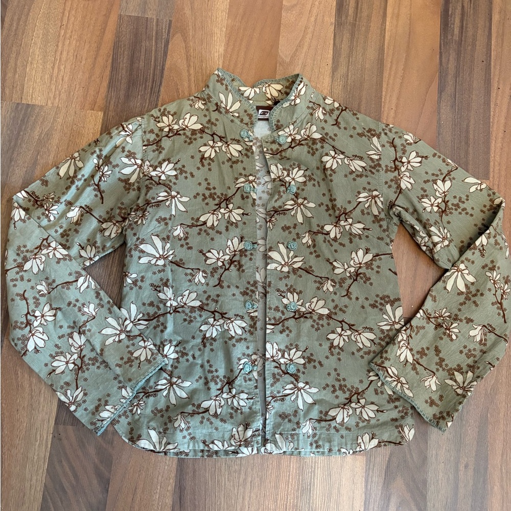 Floral Patterned Bomber Jacket in Green